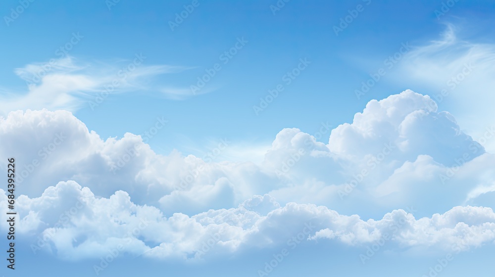 Fototapeta premium Ethereal Skies - Mesmerizing Cloudscape Background, Atmospheric Clouds, Nature Art. Generative AI