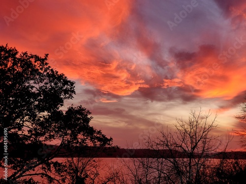 Orange sunset sky