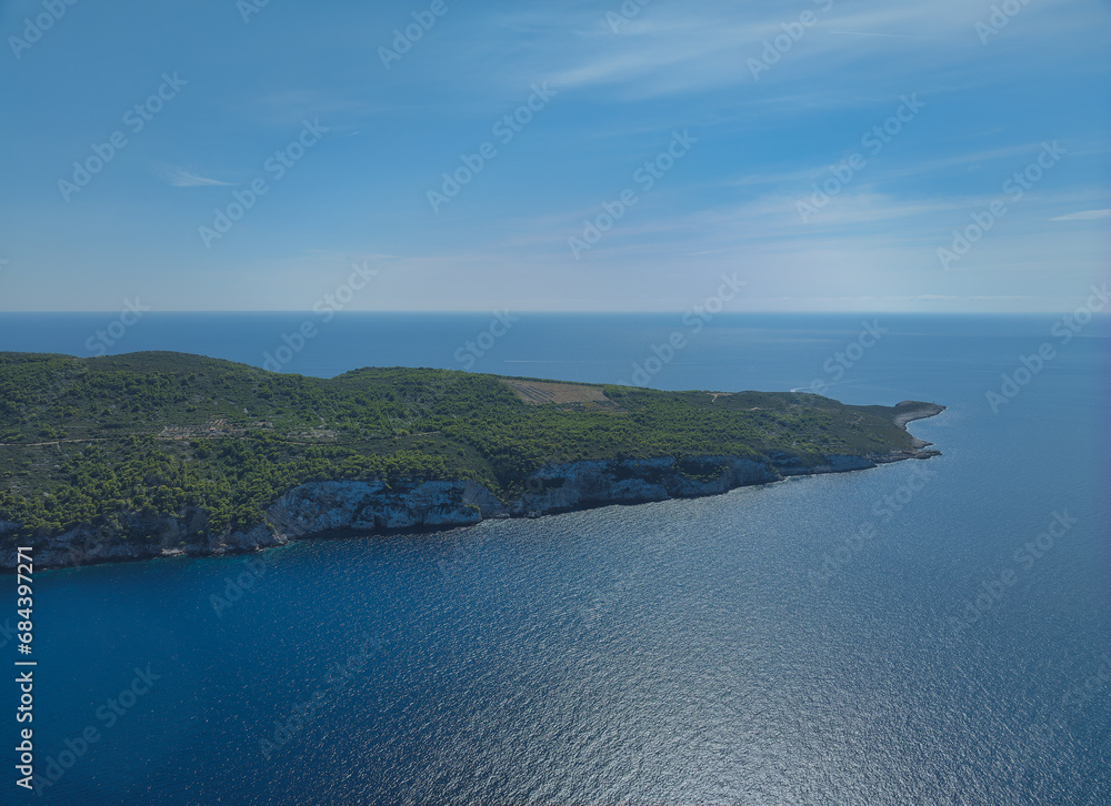 Fototapeta premium Komiza Coastal Cliffs Aerial