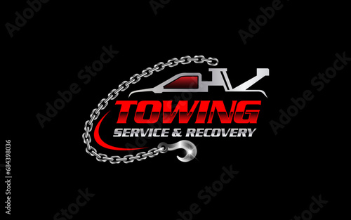 Illustration vector graphic of towing truck service logo design suitable for the automotive company