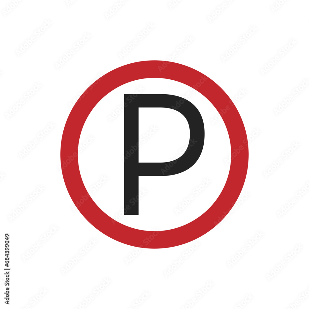 Isolated red round street sign letter P for Parking area in white , car, automotive, motorcycle parking sign Isolated red round street sign letter P for Parking area in white , car, automotive, motorcycle parking sign