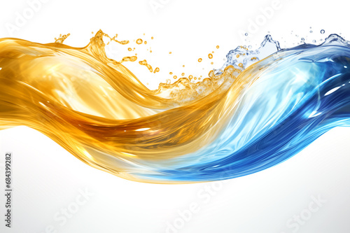 金色と水色のスプラッシュ液体イメージ
