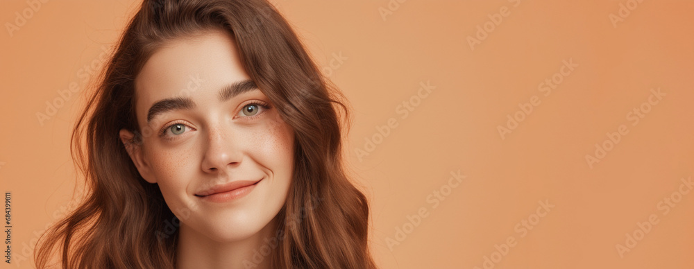 Beautiful American good woman nice fashion half body eye contact and background empty space for design in USA Beautiful American good woman nice fashion half body eye contact and background empty space for design in USA