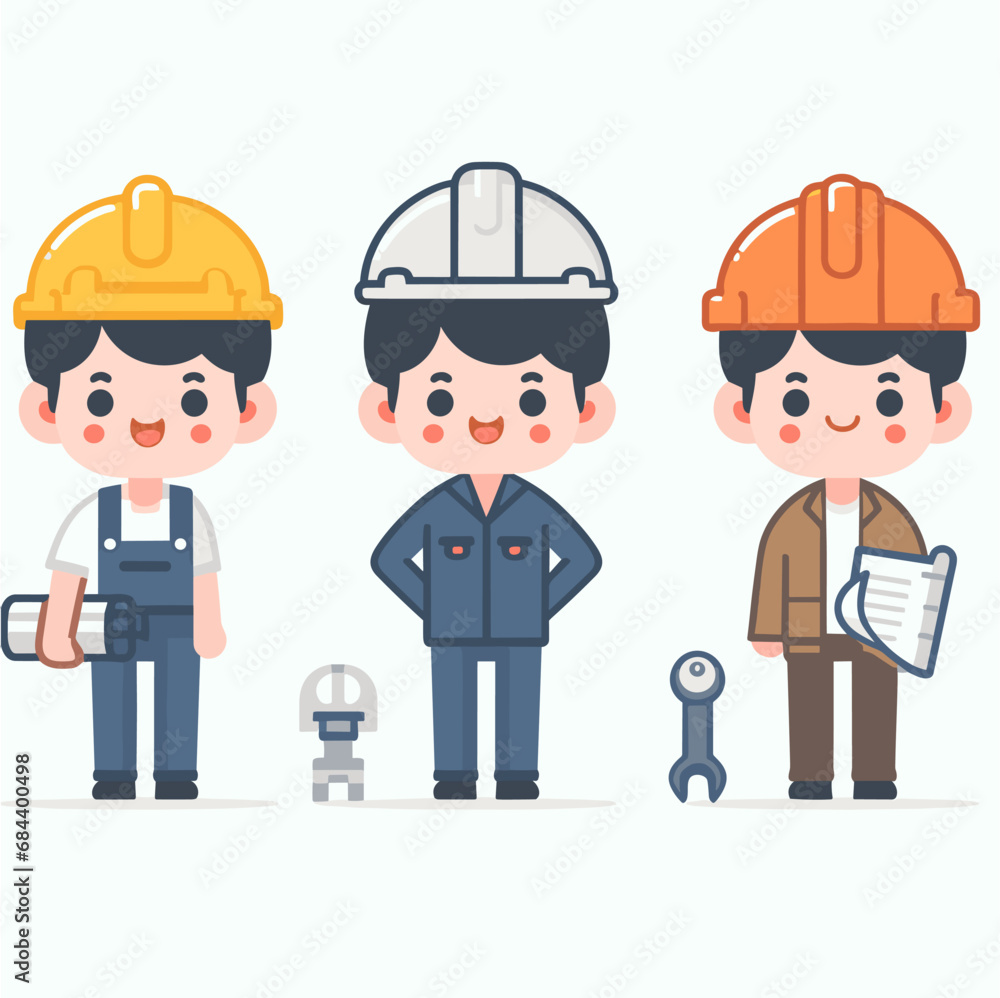 engineer vector character colorful simple design white background eps8