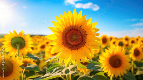 sunflower in a field in the sunlight.generative ai