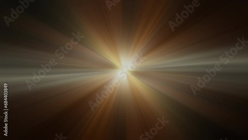 Abstract loop yellow gold  radial flicker shine flare light sparking with center flare light background. 4K 3D fractals seamless loop infinite complex glowing radial light streaks 