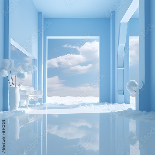 window in the sky  blue background  