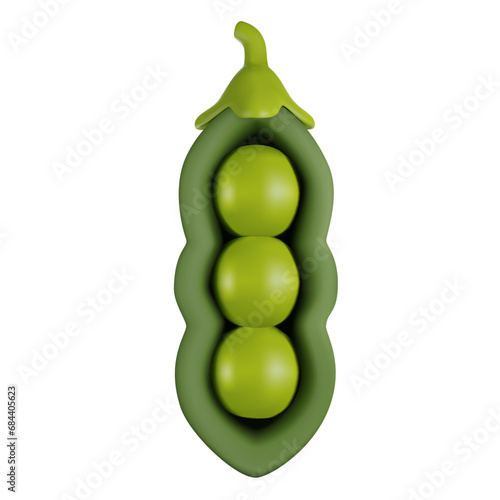 Fresh Green Peas 3D realistic vector illustration