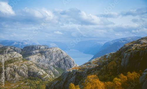 Autumn in the mountains , Preikestolen lysefjord