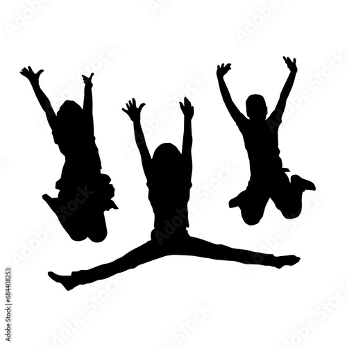 Silhouette of teenager jumping pose. Silhouette of a teen happily jumping.
