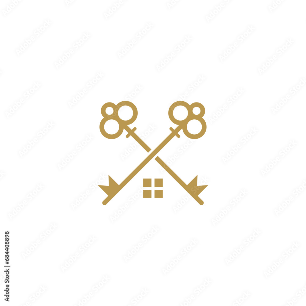 Luxury key icon vector design logo with house symbol Luxury key icon vector design logo with house symbol
