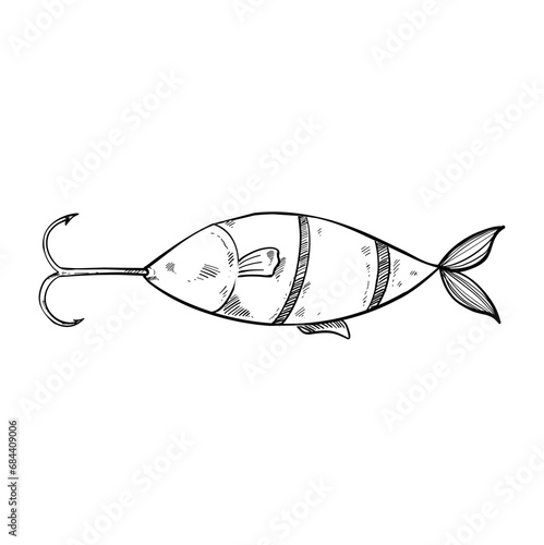 fishing bait hand drawn illustration