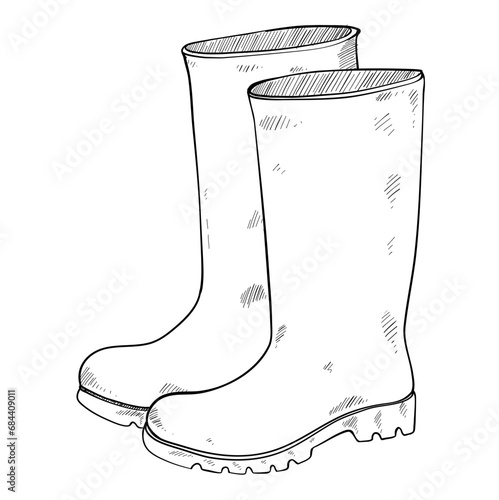 rain boots hand drawn illustration