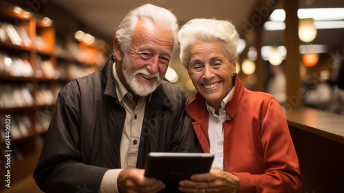 elderly couple using digital devices to communicate with their loved ones, seniors using technology