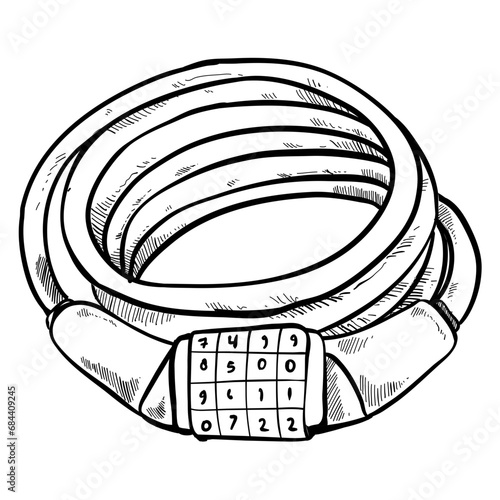 bicycle tire lock hand drawn illustration