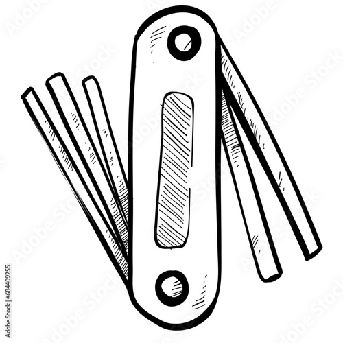 crank arm hand drawn illustration