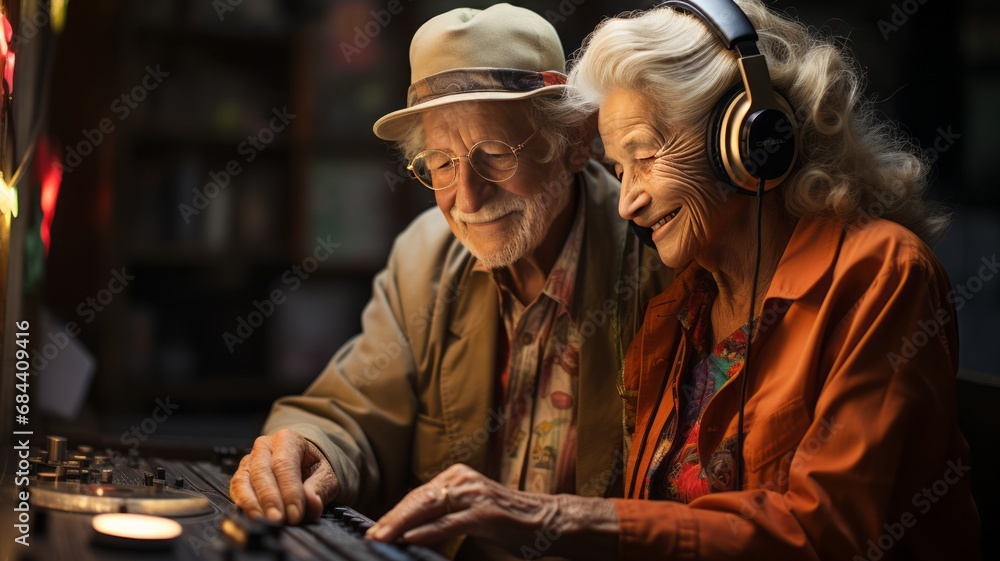 elderly couple using digital devices to communicate with their loved ones, seniors using technology