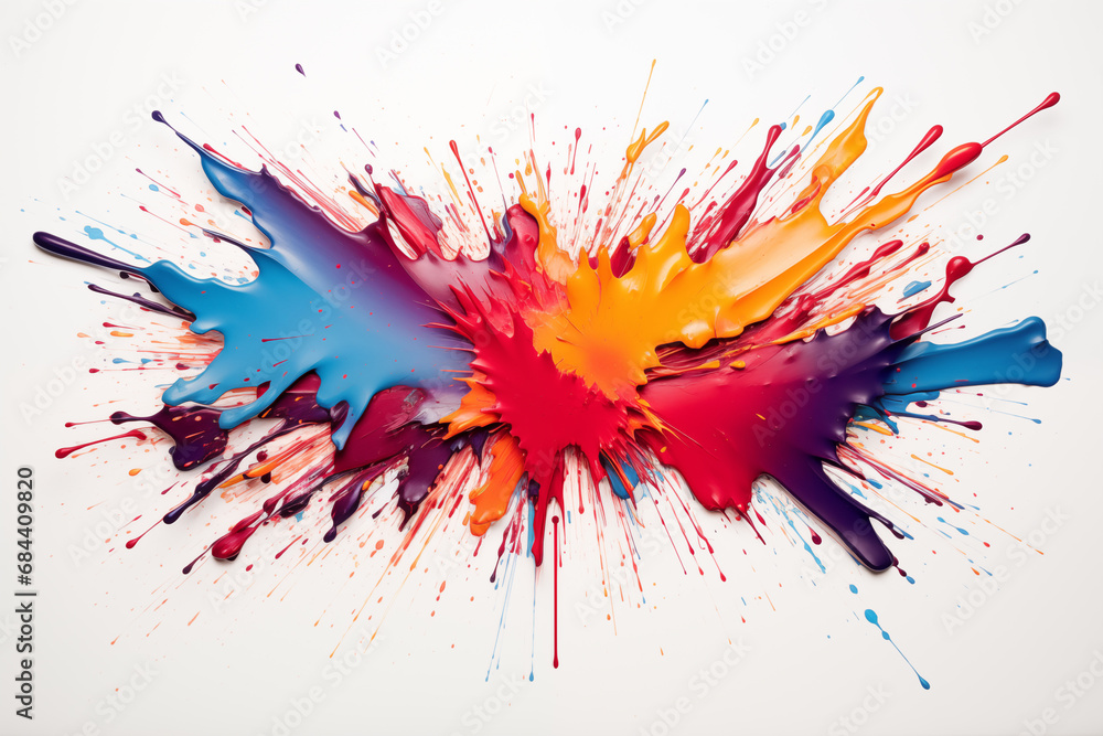 Abstract background of vibrant colorful paint splashes on black background