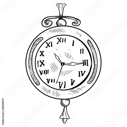 wall clock hand drawn illustration