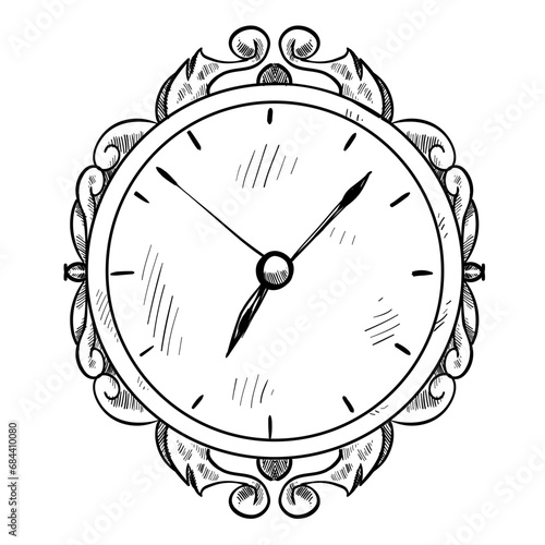wall clock hand drawn illustration