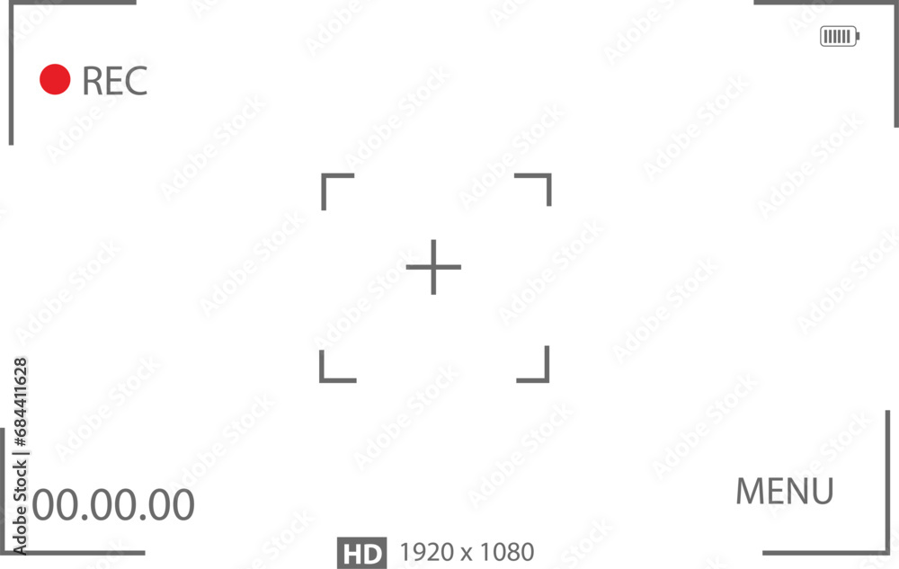 camera recording video frame template. digital camera border animation