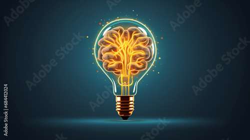 Creative idea with brain and light bulb