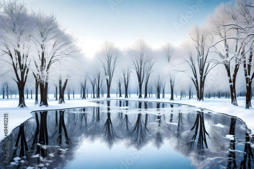 winter landscape with a river © baseer