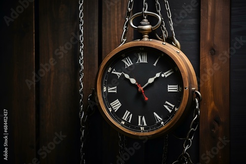 Wallpaper Mural Antique clock with metal chains, generative AI Torontodigital.ca