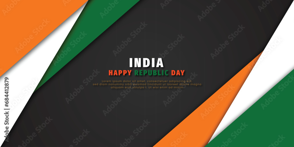 India happy Republic day tricolor absteact background banner design vector file - obrazy, fototapety, plakaty 