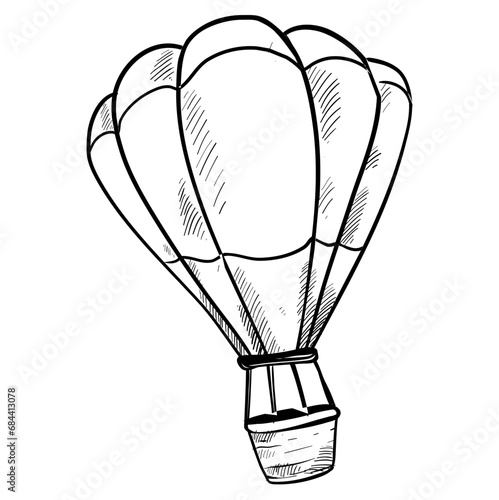 hot air balloon hand drawn