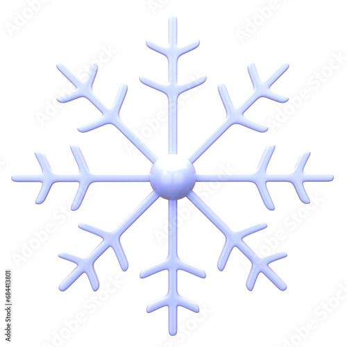 3d illustration of snowflakes object. 3D creative Christmas design icon. 3D Rendering.
