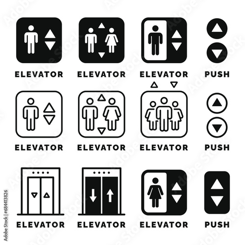 Elevator lift symbol set icon isolated on white background