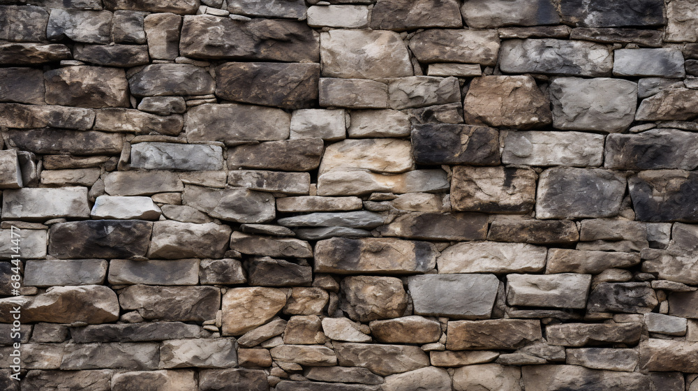 stone wall background; various sized chiseled stones