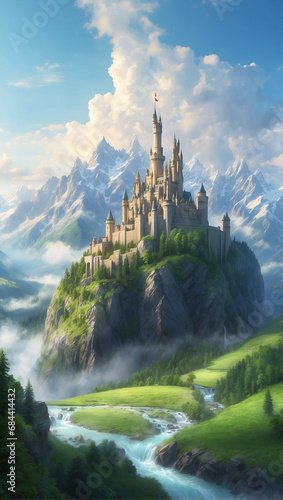 a majestic castle in the mountain