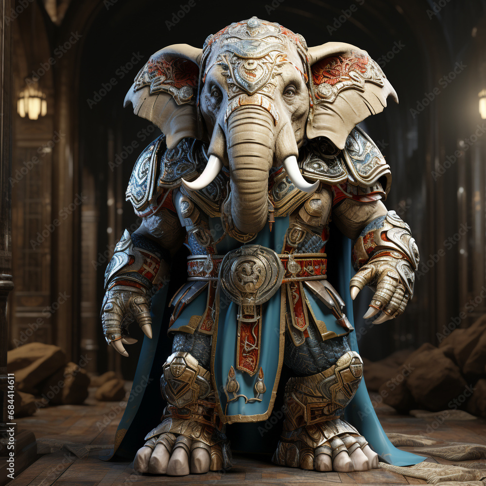 Fototapeta premium 3d super hero elephant 