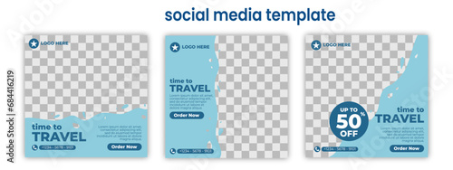 traveling social media post template. Suitable for social media post, and web ads
