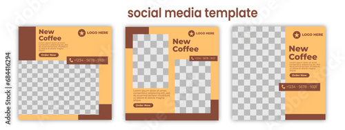 coffee shop social media post template. Suitable for social media post, and web ads
