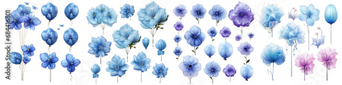 Balloon Flower Set Concept Props For Icon Designing Hyperrealistic Highly Detailed Isolated On Transparent Background Png File