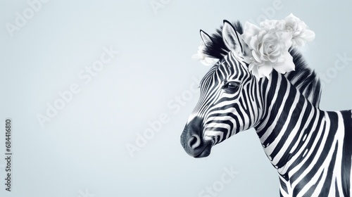 Zebra  Beauty fashionable isolated on bright white background. advertisement. template. product presentation. copy text space.