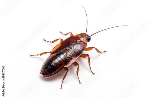 a cockroach on a transparent in white background, Generative Ai © Phichitpon