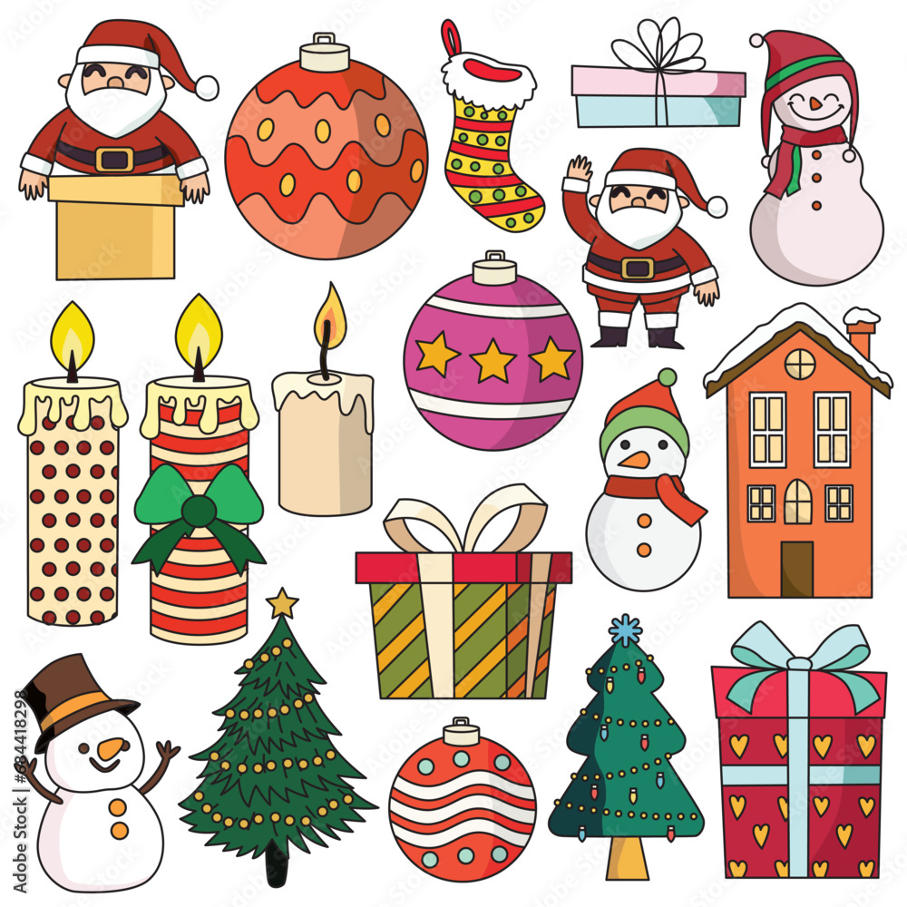Christmas set vector illustration, suitable for icon, sticker or graphic design element