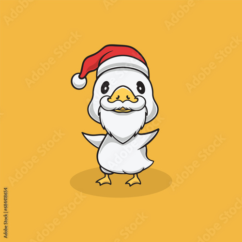 Cute duck on christmas illustration © cubbone
