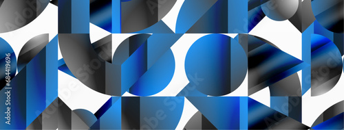 Amalgamation of geometric forms on minimalist abstract canvas, providing versatility and visual allure for digital designs, presentations, website banners, social media posts