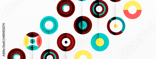 Colorful circles in a grid composition abstract background. Design for wallpaper, banner, background, landing page, wall art, invitation, prints, posters