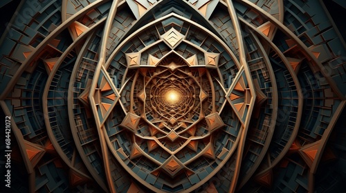 A mathematical fractal-based 3D wall art, showcasing self-repeating patterns and intricate geometric shapes in a hypnotic display.
