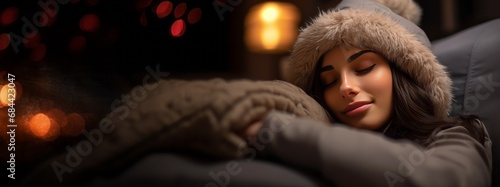 person sleeping on sofa at winter night