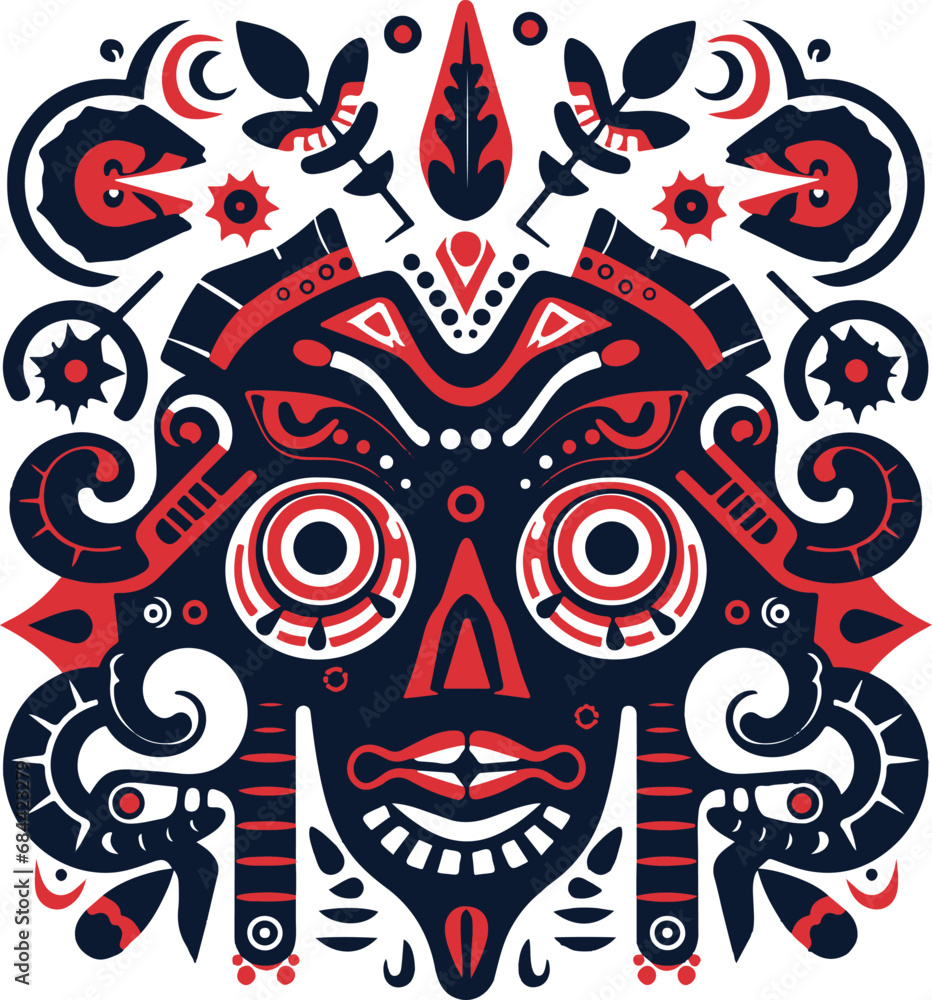 set Acid Neo-tribal shapes art. Abstract ethnic shapes in gothic style. Flat graphic vector illustration isolated on background