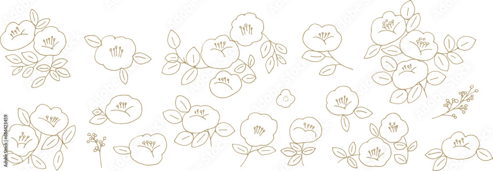 手描きの椿イラスト。椿の年賀素材。新春の和風イラスト。椿のイラストセット。Hand drawn camellia clip art. New Year's greeting material of camellia. Japanese New Year Clip Arts. Clip art set of camellia. 手描きの椿イラスト。椿の年賀素材。新春の和風イラスト。椿のイラストセット。Hand drawn camellia clip art. New Year's greeting material of camellia. Japanese New Year Clip Arts. Clip art set of camellia.