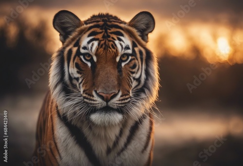 tiger at sunset