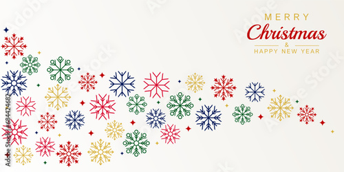 christmas background with colorful snow icon decoration. design free copy space area. vector for banner, poster, greeting card, social media.